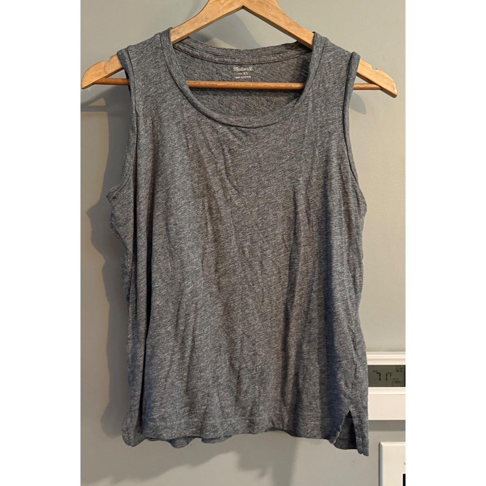 Madewell Tank Top Womens XS Gray Cotton Sleeveless Crew Neck Relaxed Fit 5064